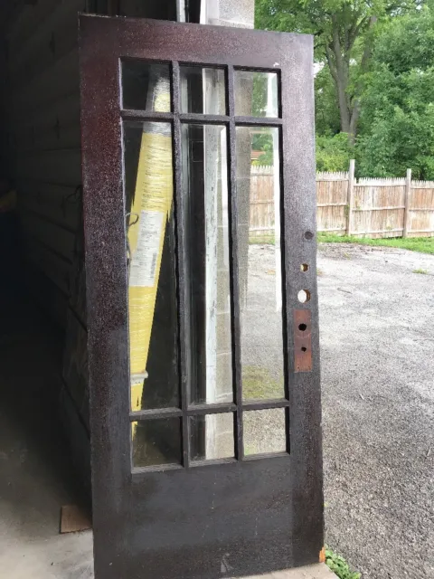 MAR 208Antique oak beveled glass entrance door 35.75 x 84
