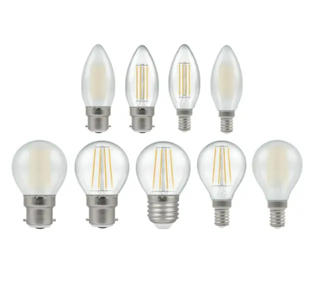 Crompton Dimmable LED Filament Candle & Round Shape Lamp 5W - Multi Option bulbs