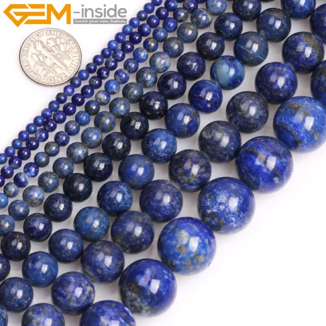 Natural Gemstone Lapis Lazuli Stone Round Loose Beads For Jewelry Making 15"