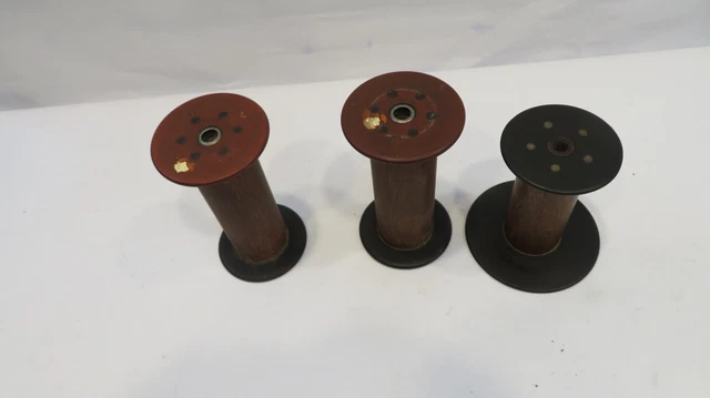 Vintage Antique Lot Wooden Spool Textile Mill Thread Bobbin Smith/BW Mack RARE