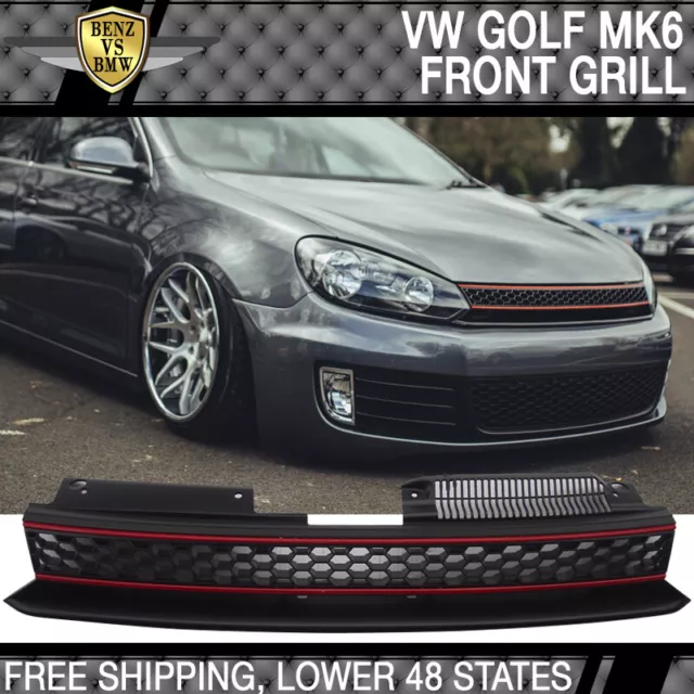 FOR 10-14 VW Golf 6 MK6 GTI Style Front High Bar Black Red Hood