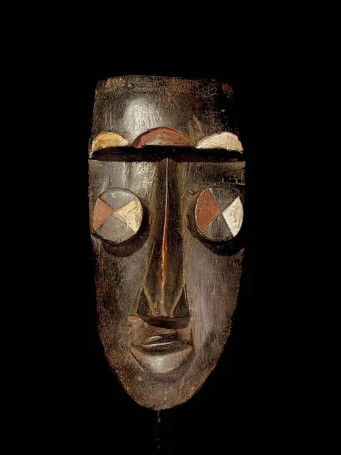 African Tribal Face Mask Wood Hand Carved Vintage Wall Hanging Grebo Mask-4587