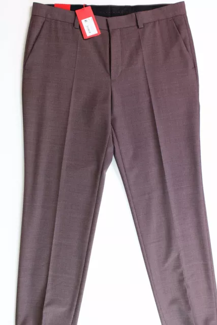 Hugo Boss Men's Modernfit Super Flex Suit Dress Pants Wine 40 x 32