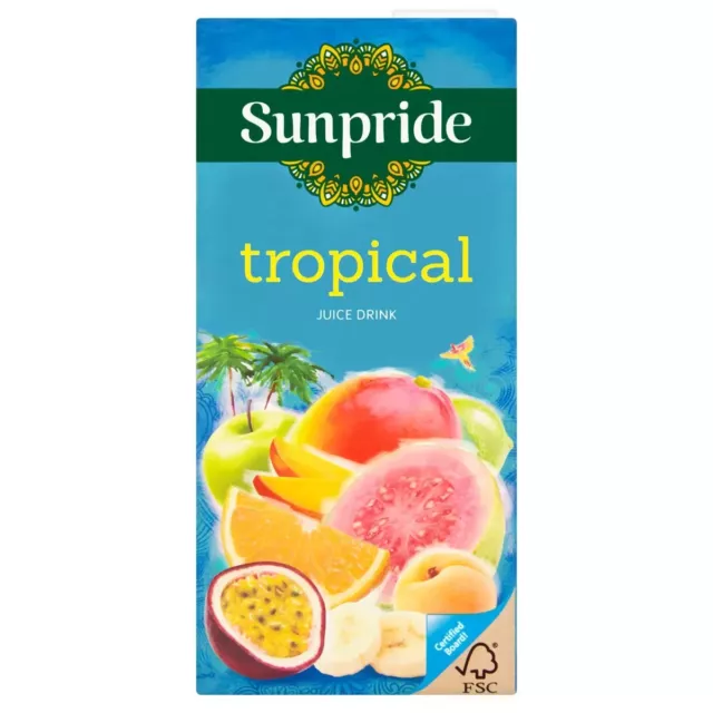 Sunpride Tropical Juice Drink Party Tropics Fruit Carton Box Pack 24 x 250ML