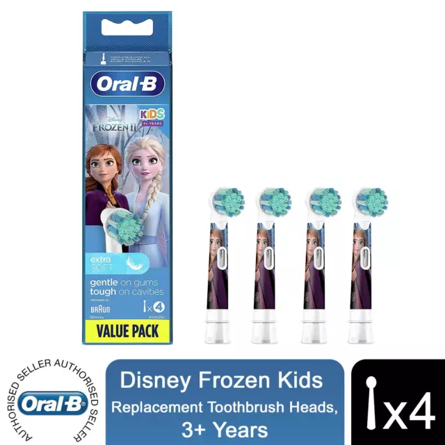 Cabezales de cepillo de dientes de repuesto para niños Oral-B Disney Frozen más de 3 años, paquete de 4