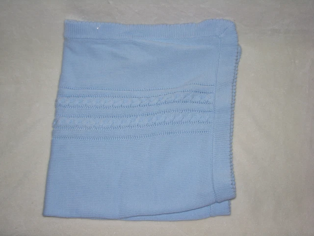 Baby A Division Of Carters Knit Cotton Cable Sweater Blanket Boy Blue