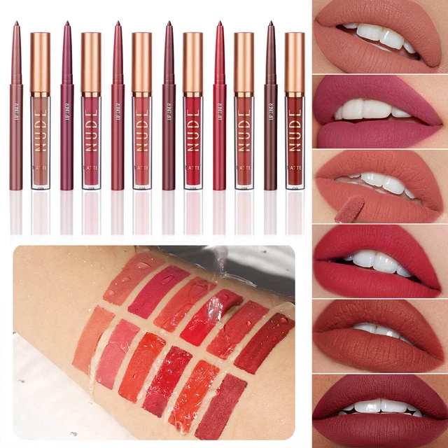 Juego de lápices labiales y delineadores de labios para uso duradero y sin manchas en la copa *
