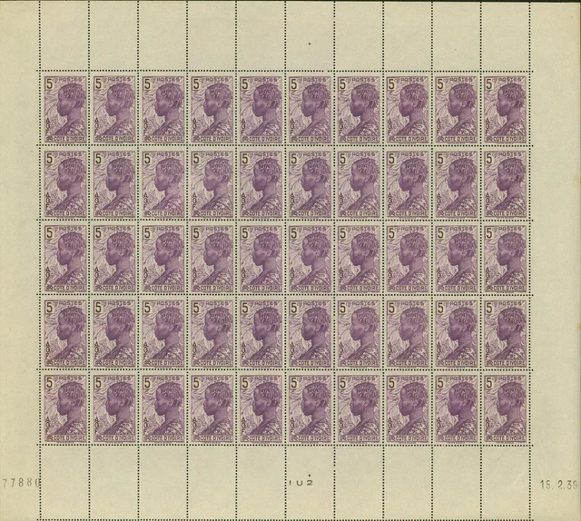Ivory Coast 1936 -MNH stamps. Yvert Nr.: 112. Sheet of 50..(EB) MV-17578