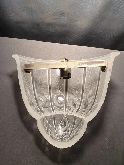 ancienne applique murale lampe art déco HETTIER & VINCENT vasque en verre lustre 16