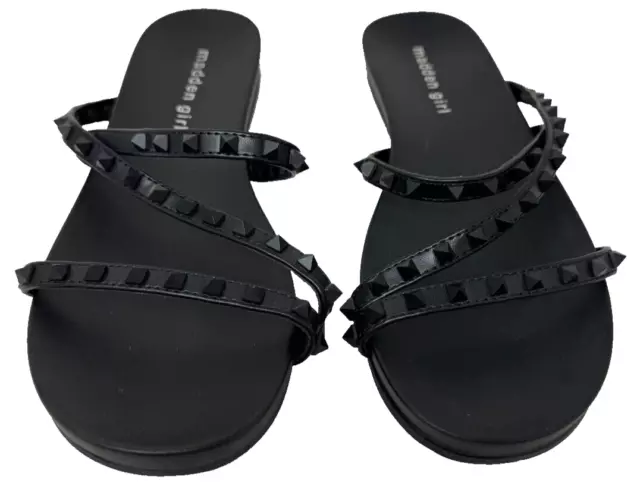 Madden Girl Women's Candy Slip On Slide Sandals Black Size:9 88F 2