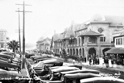 Street View Cars Crowd Redondo Beach California CA Reprint Postcard