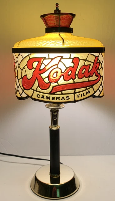 Vintage Kodak Camera Film Table Lamp Tiffany Style Hard Plastic Lamp WORKS
