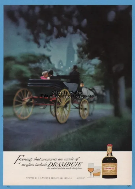 1968 Drambuie Liqueur Couple evening horse carriage vintage photo print Ad