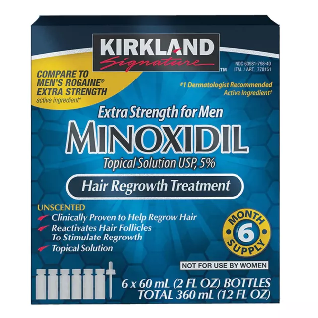 Kirkland Minoxidil 5% Extra Strength Men Hair Regrowth Solution 6 Month