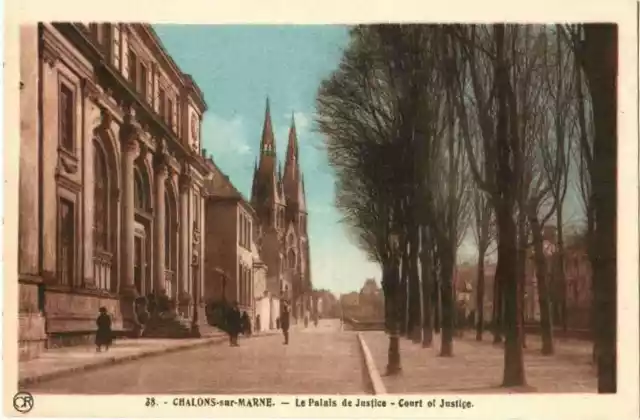CPA 51 (Marne) Châlons - Le Palais de Justice et Notre-Dame en Vaux TBE colorful