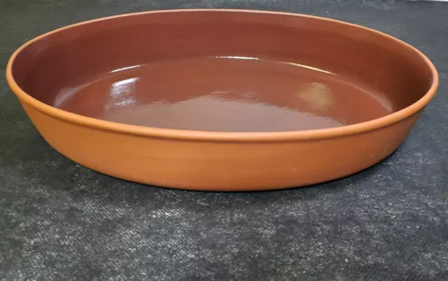 Earthenware Clay Pan Oval Terracotta Glazed inside Brown Clay Casserole 12 x 8"