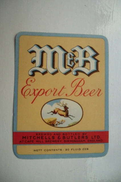 MINT  MITCHELL & BUTLERS BIRMINGHAM EXPORT BEER 20 fl oz BREWERY BOTTLE LABEL