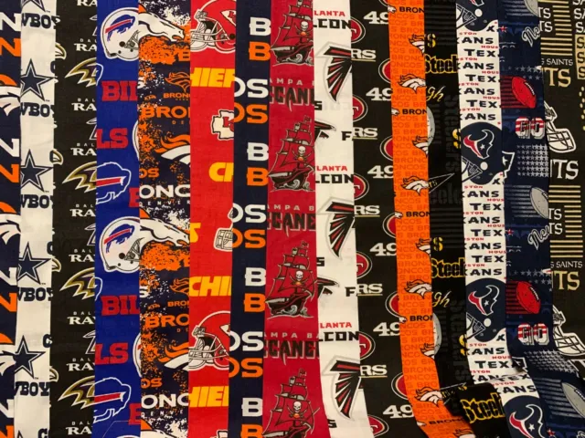 FAT QUARTER NFL COTTON LICENSE FOOTBALL (AFC / NFC) Teams 18" x 21"