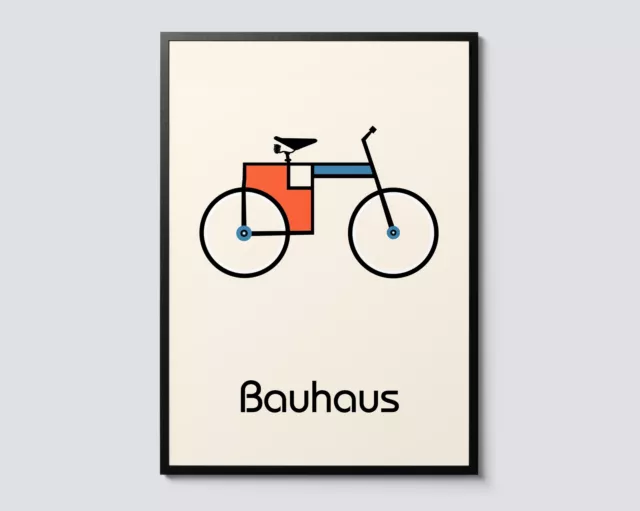 Bicycle Bauhaus Print, Mid-Century Geometric Modern Decor, Minimalist Wall Art,