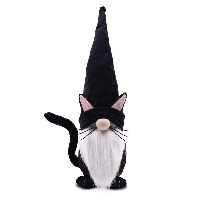 Gatto nero nero sotto il motto peluche decorazione stanza