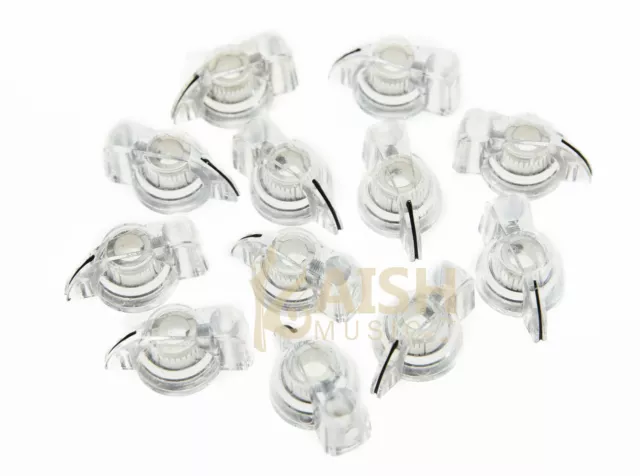 12x Clear Chicken Head Knob 1/4" Transparent Guitar Amp Effect Pedal Knobs
