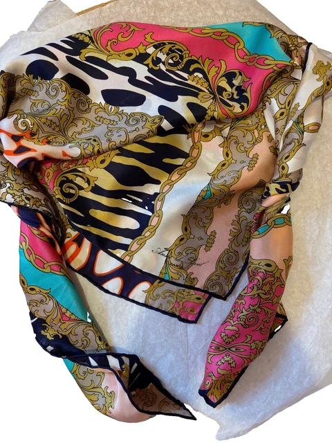 ESPRIT Foulard soie en TBEG vintage et authentique 78x81 cm