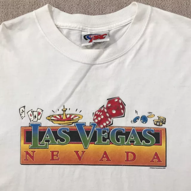 Vintage Las Vegas Shirt Men's Extra Large White Graphic T 2001 Y2K Poker Dice