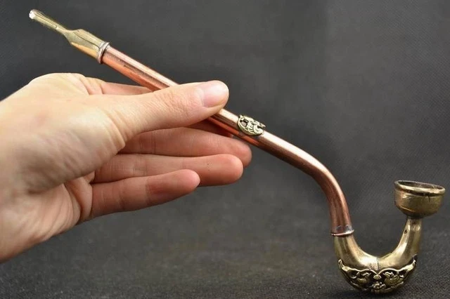 Superb Brass Oriental Old Handwork Armored Dragon Collectable Smoking Pipes