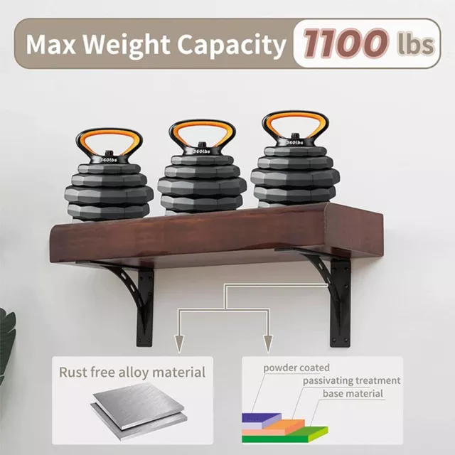 Durable Countertop Support Bracket Matte Black 1100 lbs Capacity 7x6 Inch