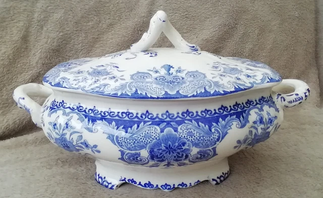Petite soupière Légumier BFK Boch Frères Keramis modèle Dordrecht bleu