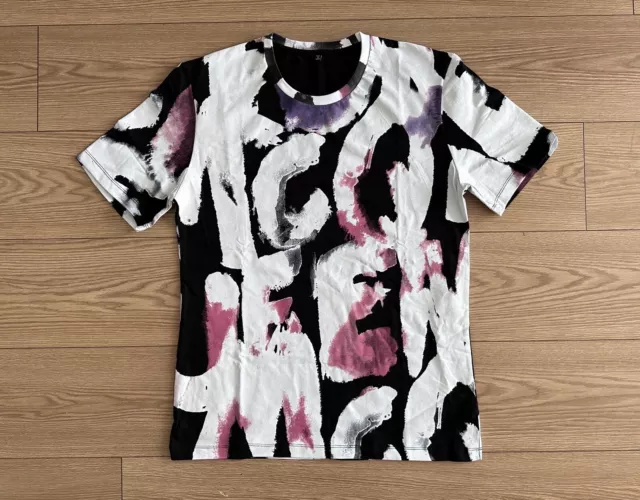 McQ Alexander McQueen Logo T-shirt MEDIUM Size Tie Dye Black / White Mix