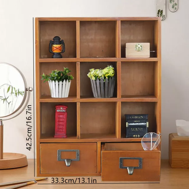 9 Cube Compartment Display Storage Organizer 2 Drawers Bedroom 33.3x10x42.5cm