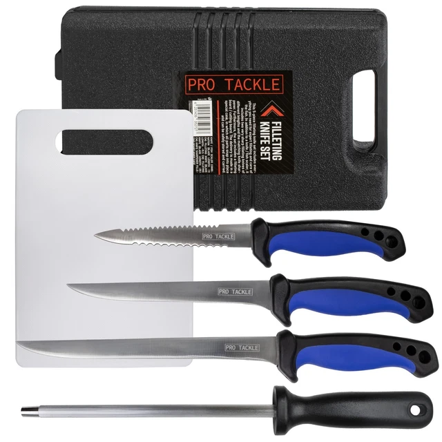 Pro Tackle Filetiermesser Set 6tlg. Filetiermesser Ausbeimesser Messerschärfer