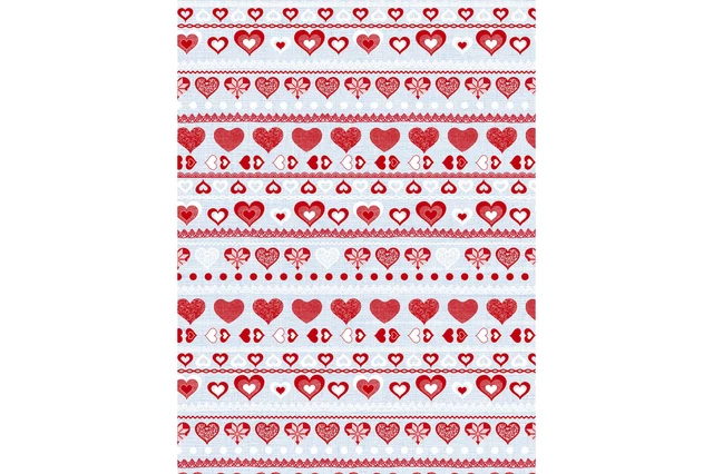 Papel Decopatch Ref 613 - Corazones de invierno (rojo/azul/blanco) paquete de 20 (381x305 mm)
