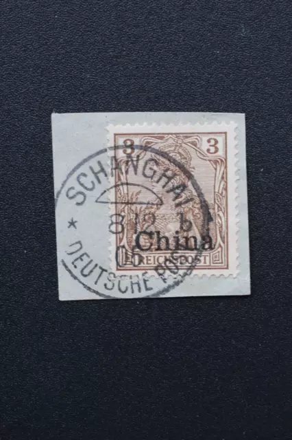 BRIEFSTÜCK DT KOLONIEN DP IN CHINA 3 Pf MI Nr. 15 ZENTR. STEMPEL SCHANGHAI