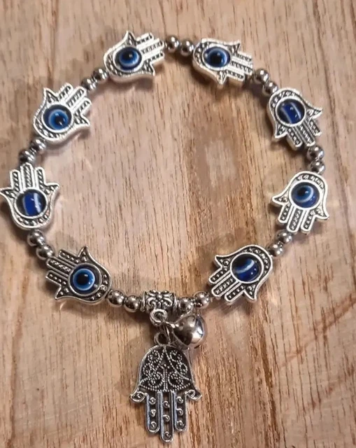 Bracelet Ancien Arabe Tunisien - Main De Fatma Et Dromadaire, Argenté, Occasion, Style Voyage