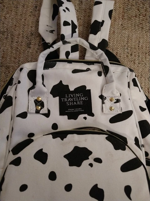 Giving Traveling Share Cow Print Backpack Diaper Bag 14" tall 2