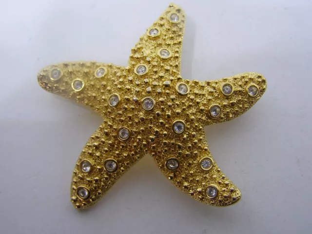 Vintage Swarovski Signed Studded Slightly Used Starfish Brooch with Pouch