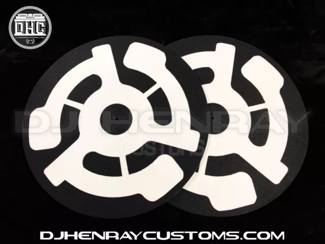 White 45 adapter Dj Slipmats (pair) sl1200mk2 mk5 m3d m5g Technics any turntable
