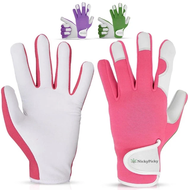 NickyPicky Leather Gardening Gloves Unisex Breathable Thorn Proof Multipurpose
