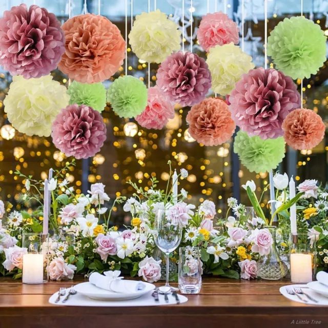 16 Stck. Stoff Papier Bommel Bommel Bommel Geburtstag Hochzeit Party (5 Farben Mix)