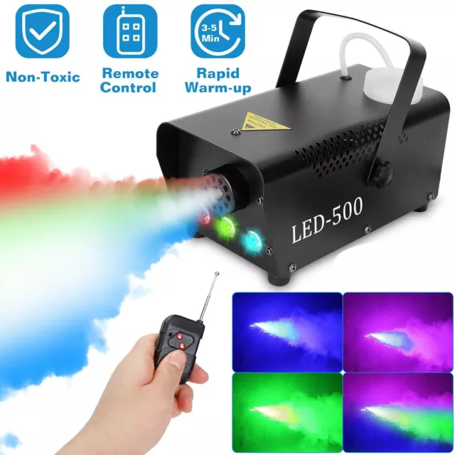 500W Smoke Machine Fog Mist Haze Hazer Effect 3 LED RGB For Disco Party Club