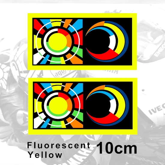 Valentino Rossi #46 Fluorescent Yellow Vinyl Sticker Set – 4 X 2x10cm Decals