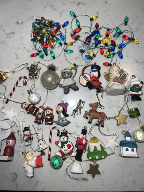 Vintage Lot of 30 Plus Mini Christmas Tree Ornaments