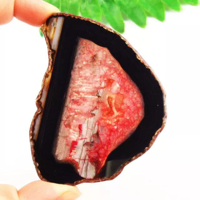 Red Black Onyx Druzy Geode Agate Slice Freeform Pendant Bead SHB36619