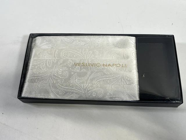 Mens Vesuvio Napoli White Silk Paisley Cummerbund NEW