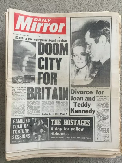 Daily Mirror Newspaper 22nd January 1981 Iran Free US Hostages