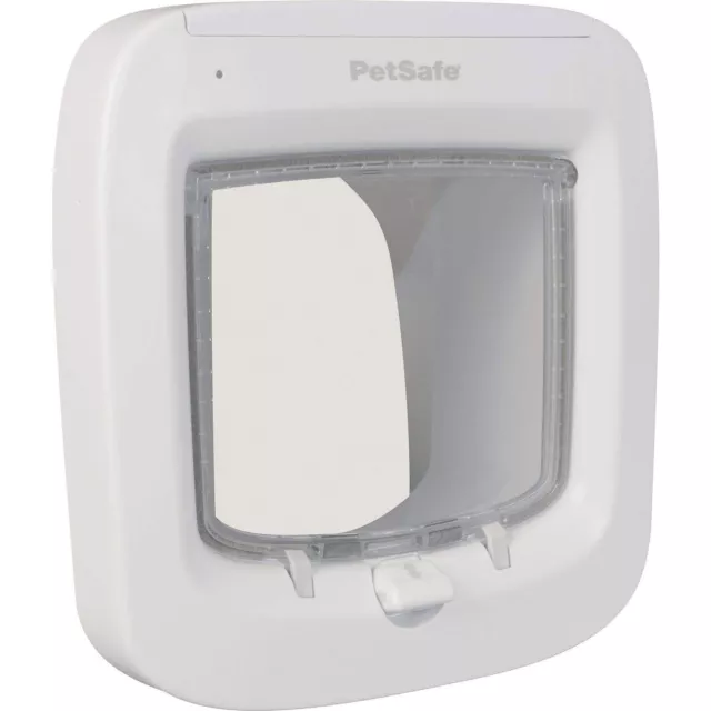 PetSafe Microchip Cat Flap - White 4-Way Lock Easy Program Cat Door PPA19-16145 2