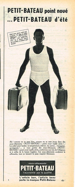 PUBLICITE ADVERTISING 104 1956 PETIT BATEAU sous vetements slip