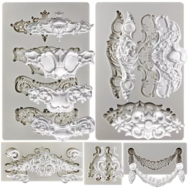 Vintage Baroque Relief Silicone Fondant Mould Cake Decor Border Sugar Paste Mold